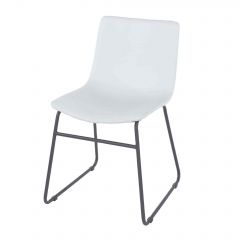 Aspen grey PU upholstered dining chairs with black metal legs (pair)