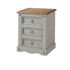 Corona Grey 3 drawer bedside cabinet 