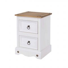Corona White 2 drawer petite bedside cabinet