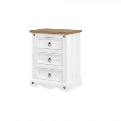Corona White 3 drawer bedside cabinet 