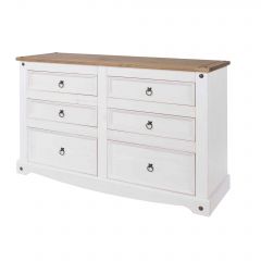 Corona White 3+3 drawer wide chest 