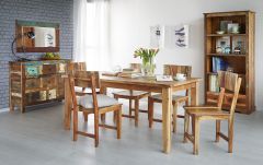 Reclaimed Boat Small Dining Table Set with 6 Chairs