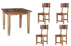 Reclaimed Boat Small Dining Table Set with 4 Chairs