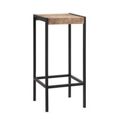 Tall Square Bar Stool made from Reclaimed Metal and Solid Wood