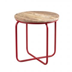 Round Bar Stool made from Reclaimed Metal and Solid Wood