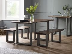 Dining Set with 2 Benches Grey Essential Live Edge
