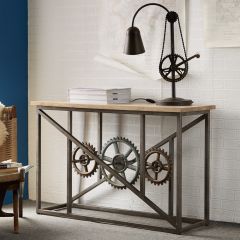 Urban Industrial Console Table with Wheels