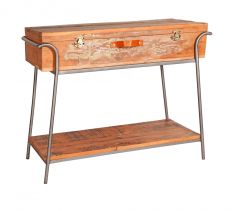 Reclaimed Box Console Table Metal and Wood