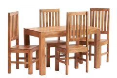 Dakota Light Mango 4 FT Dining Set with Wooden Chairs