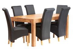 Dakota Light Mango 6 FT Dining Set with Leather Chairs