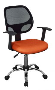 Loft Home Office home office chair in black mesh back, orange fabric seat with chrome base