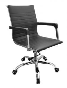 Loft Home Office home office chair with contour back in black faux leather with chrome base