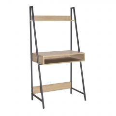 Loft Home Office ladder bookcase desk with oak effect and grey metal frames
