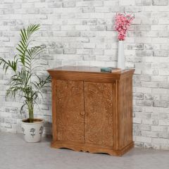 Carved Mango Wood Sideboard With 2 Doors