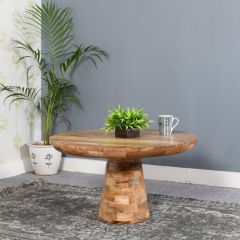 Merlin Mango Wooden Round Coffee Table Mushroom Style