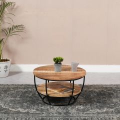 Merlin Mango Wooden & Metal Coffee Table With Shelf