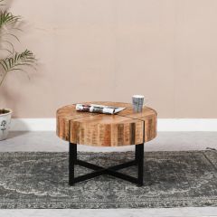Merlin Mango Wooden Coffee Table With Metal Legs