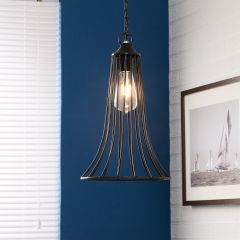 Iron-Cone Cage Hanging Lamp