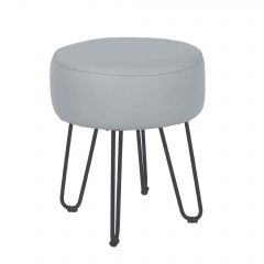 Soft Furnishings grey PU upholstered round stool with black metal legs