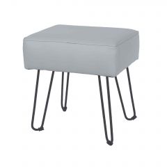 Soft Furnishings grey PU upholstered rectangular stool with black metal legs