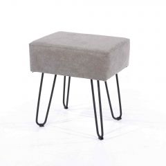 Soft Furnishings grey fabric upholstered rectangular stool with black metal legs