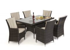 Beverly 6 Seat Rectangle Dining Set / Brown