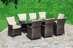Beverly 8 Seat Rectangle Dining Set / Brown