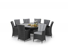 Beverly 8 Seat Round Dining Set / Grey