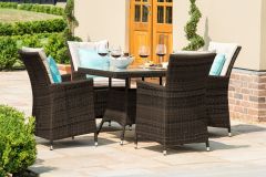 Beverly 4 Seat Square Dining Set / Brown