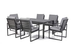 Sorento Black 6 Seat Rectangular Dining Set with Slatted Chair