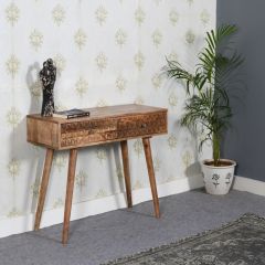 Marlowlight Light Mango Wood Console Table with 2 Drawers